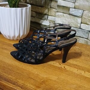 Worthington Slingback Black Evening‎ Heels Pumps Elegant Formal